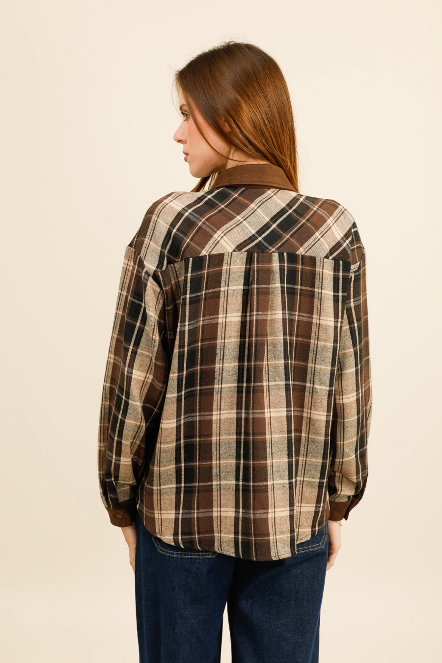 SIERRA – Chemise à carreaux col orné de strass