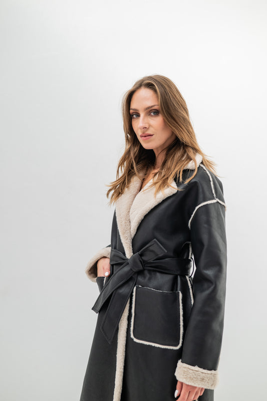 ARCTIC - Manteau doublé fausse fourrure avec ceinture ajustable