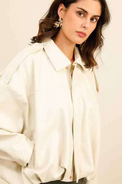 SIENNA – Veste en similicuir souple à manches volume