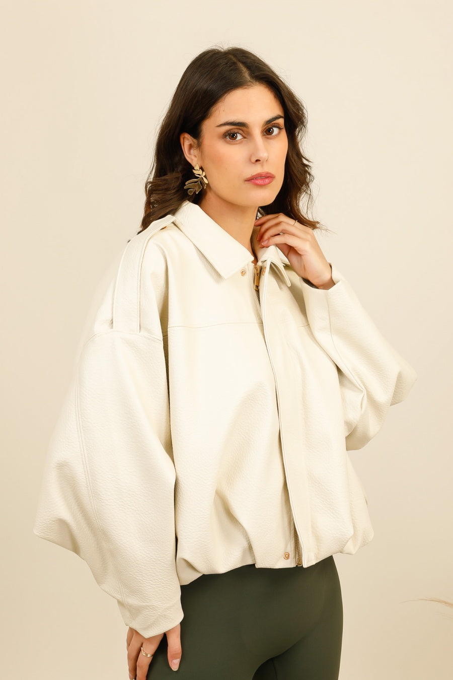 SIENNA – Veste en similicuir souple à manches volume