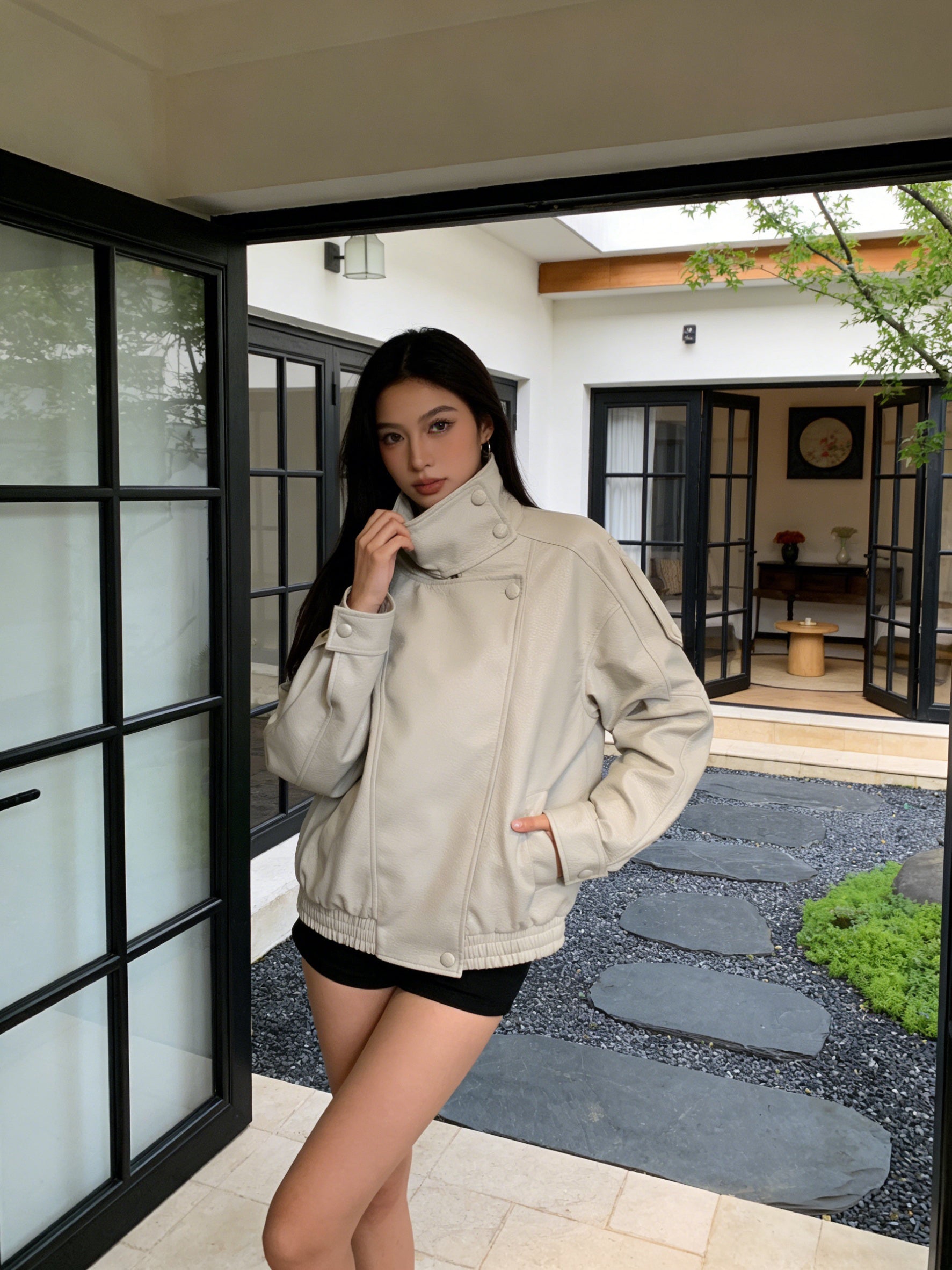 CARGO – Veste Bombers en Similicuir Structuré