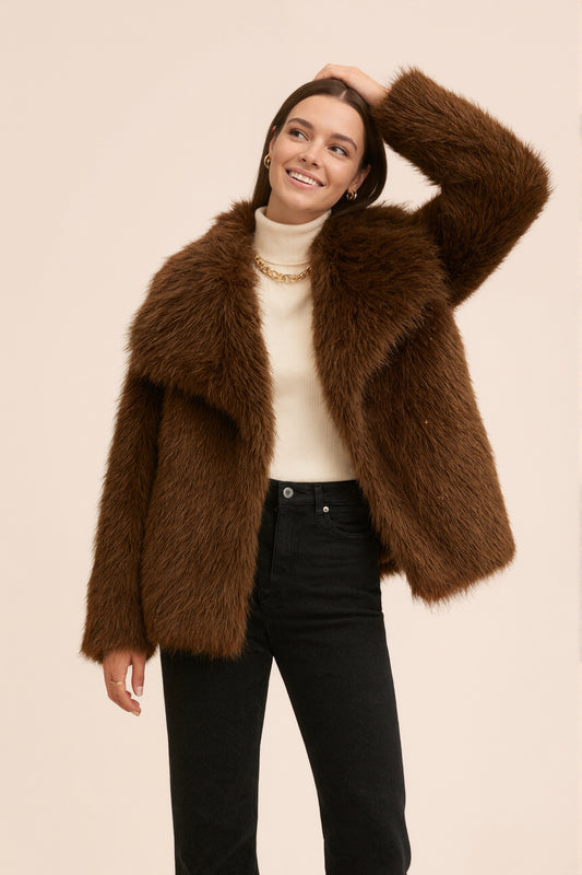 MONROE - Veste courte en fausse fourrure effet premium