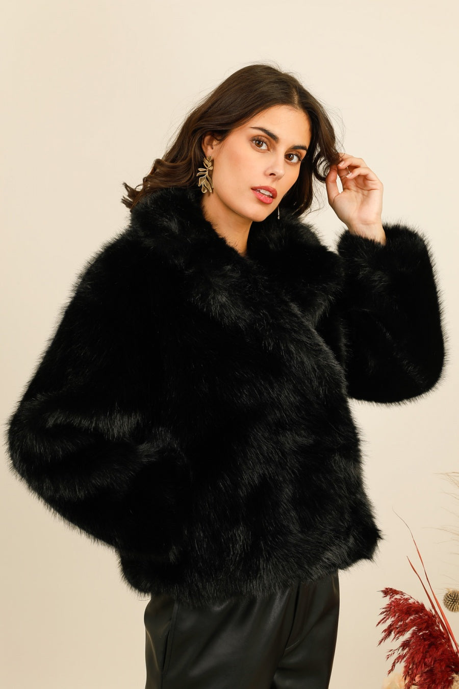 MONROE – Veste courte en fausse fourrure effet premium