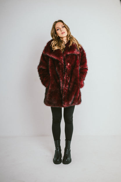 RAVEN – Veste mi-longue en fausse fourrure effet premium