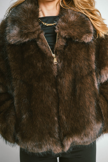 MONROE – Veste courte en fausse fourrure effet premium