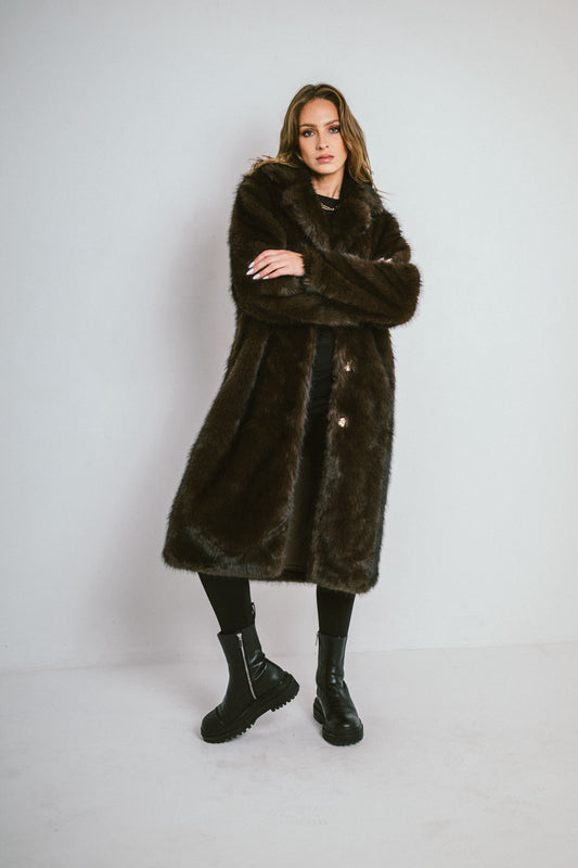 RAVEN – Manteau long en fausse fourrure effet premium