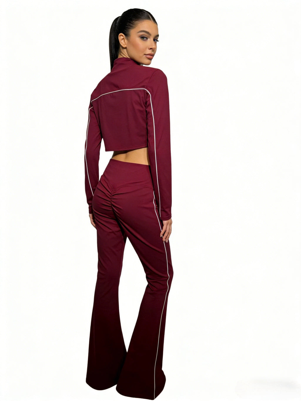 PULSE 26 - Ensemble sport sculptant zippé avec pantalon évasé