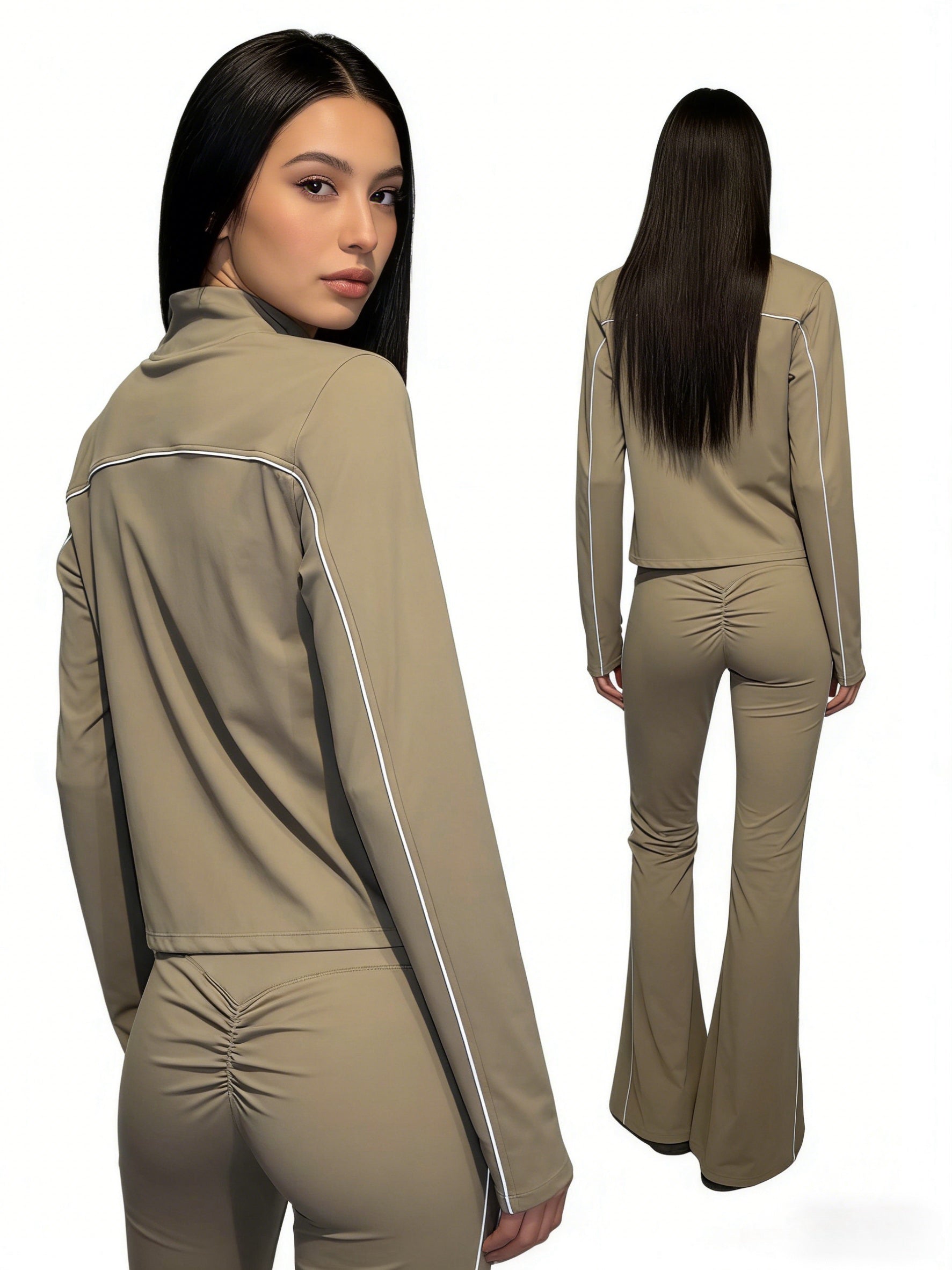 PULSE 26 - Ensemble sport sculptant zippé avec pantalon évasé