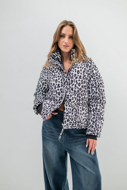 LEONA – Doudoune imprimée léopard effet premium