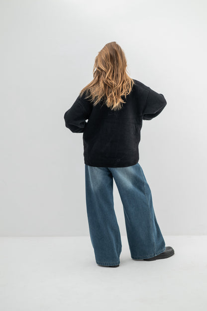 DENVER – Pull veste bi-matière à poches en denim effet premium