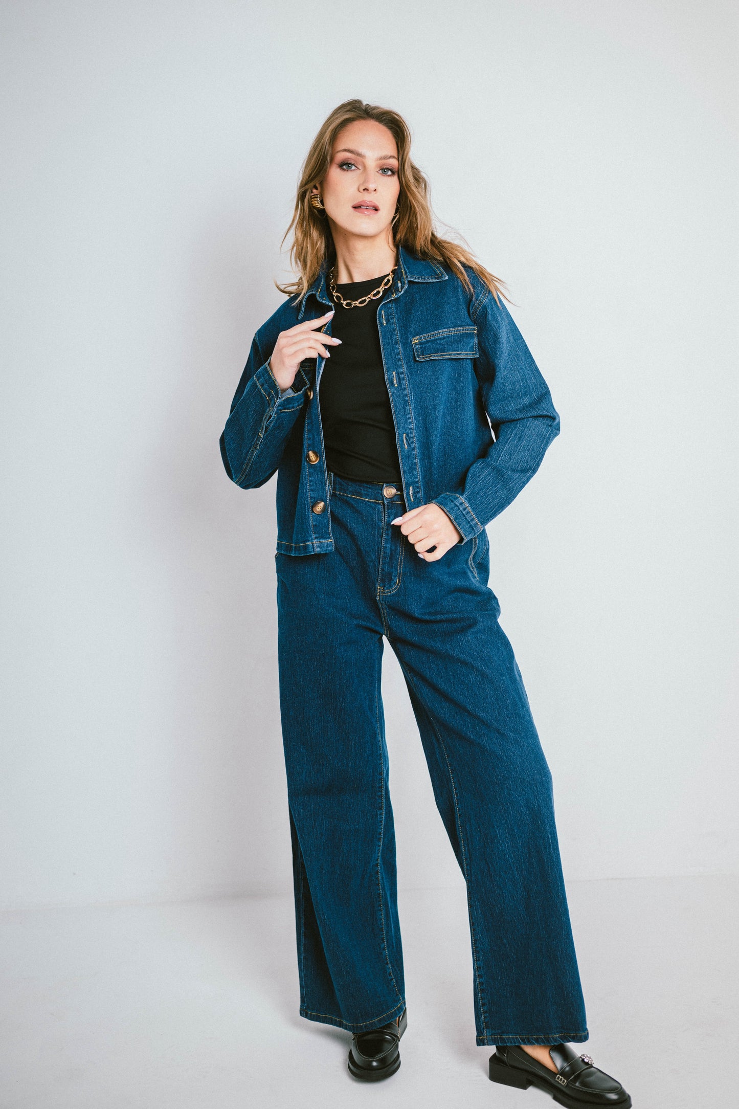 Veste BROOKLYN – Veste en denim coupe droite effet structuré