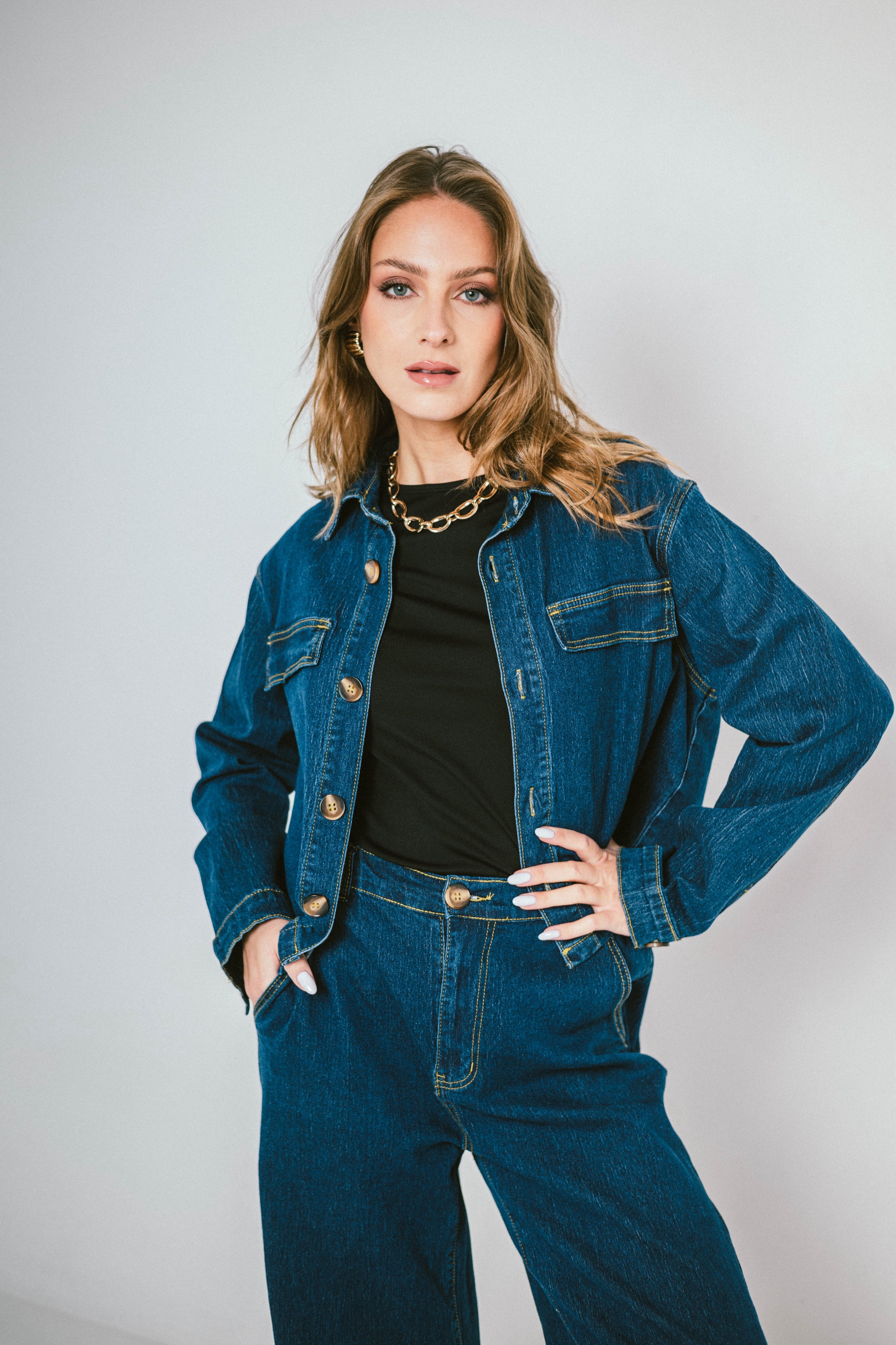 Veste BROOKLYN – Veste en denim coupe droite effet structuré