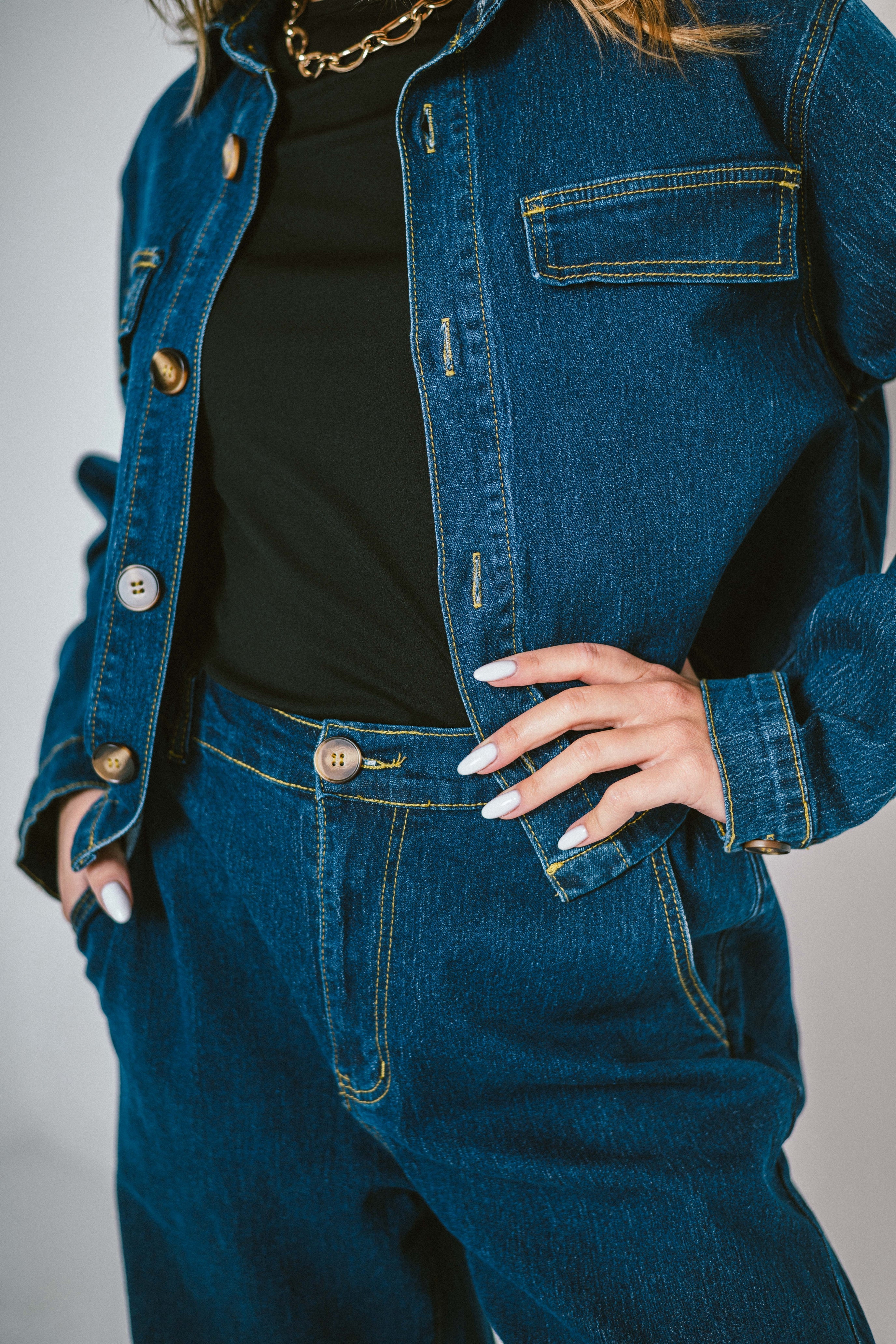 Veste BROOKLYN – Veste en denim coupe droite effet structuré