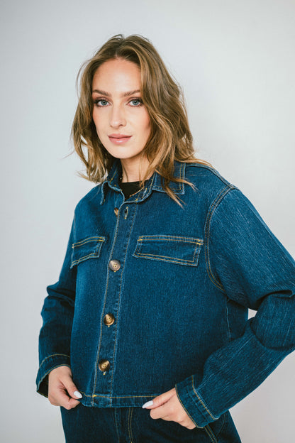 Veste BROOKLYN – Veste en denim coupe droite effet structuré