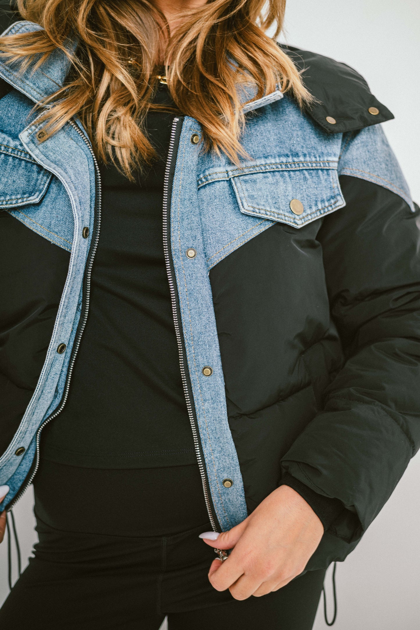 DENVER – Doudoune bi-matière effet denim structuré