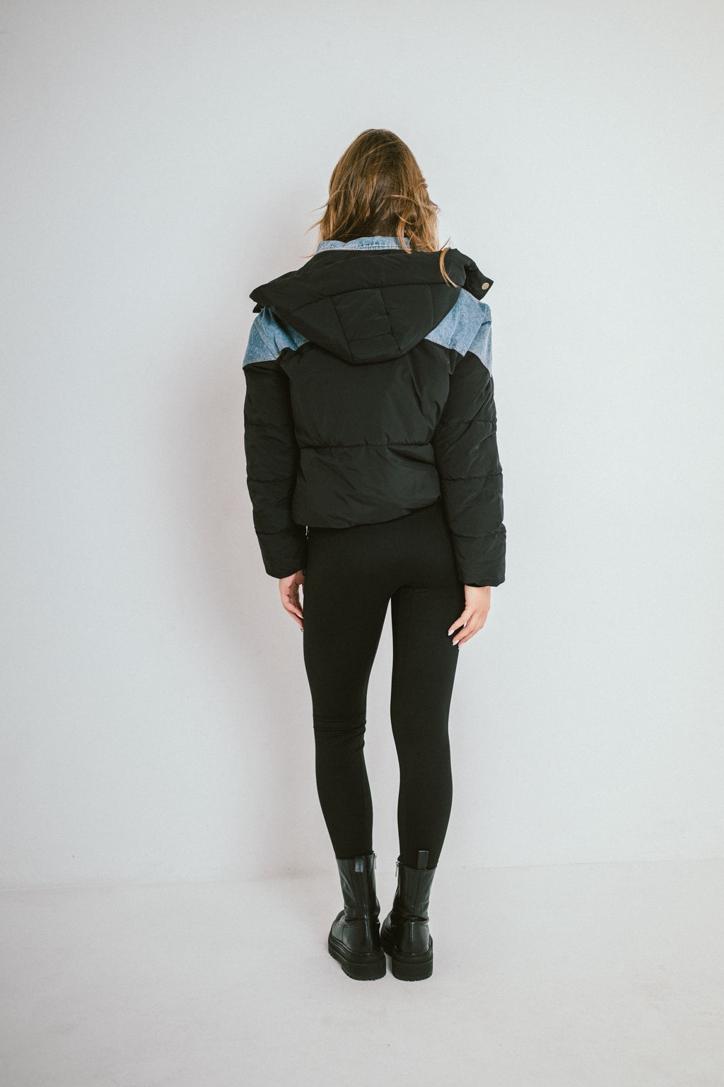 DENVER – Doudoune bi-matière effet denim structuré