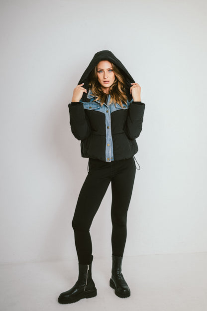 DENVER – Doudoune bi-matière effet denim structuré