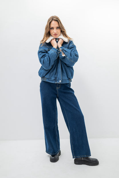 DENVER – Veste en denim doublée polaire