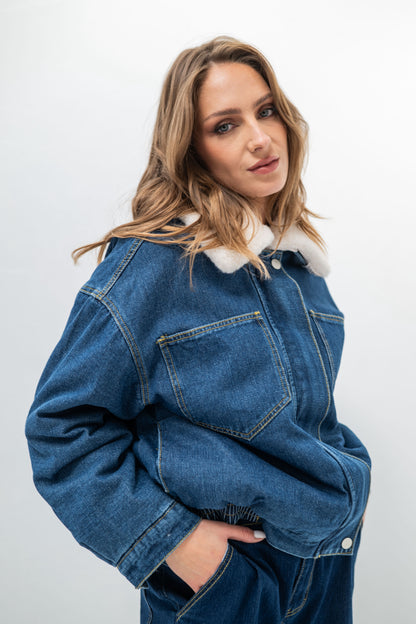 DENVER – Veste en denim doublée polaire