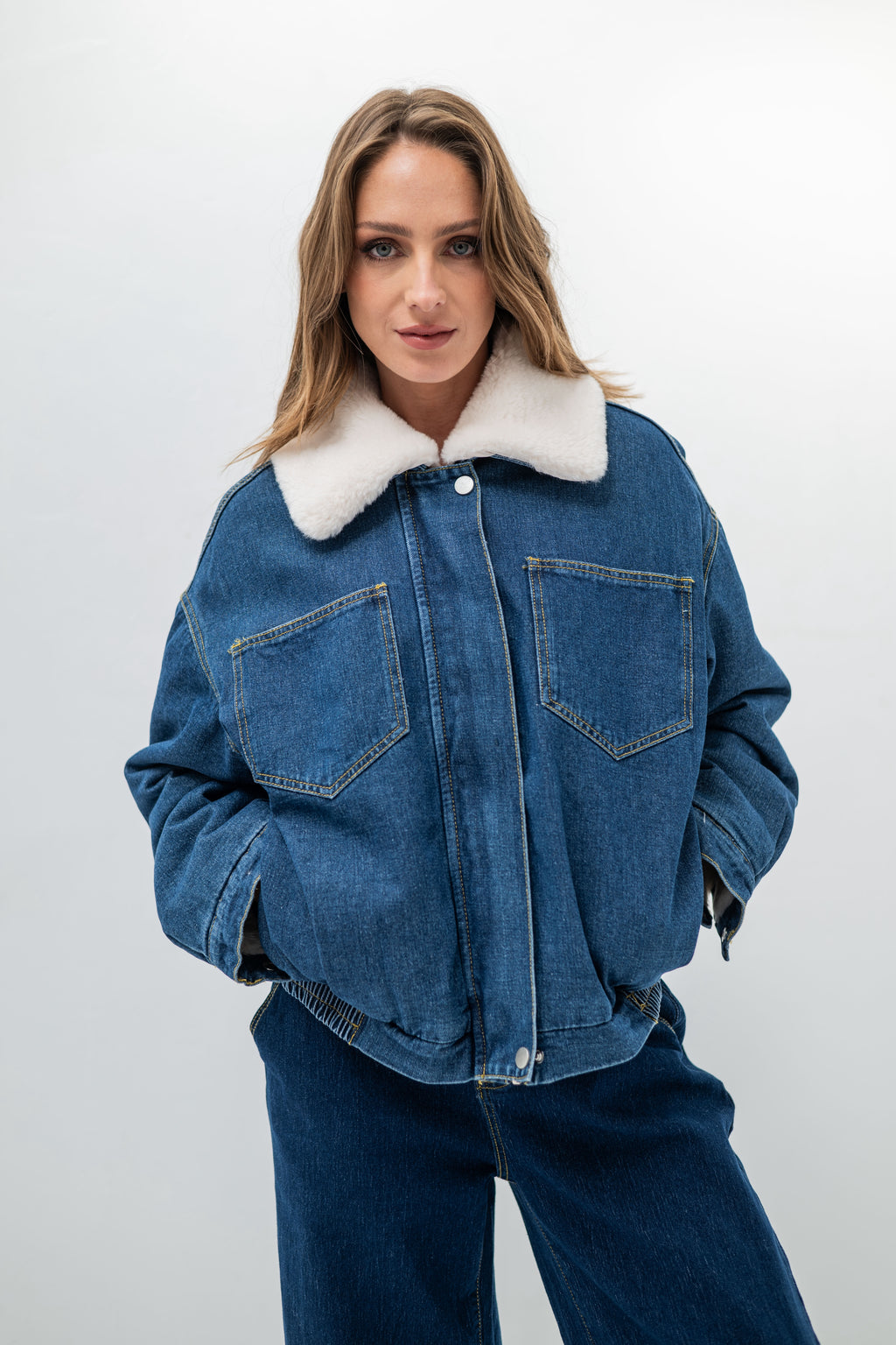 DENVER – Veste en denim doublée polaire