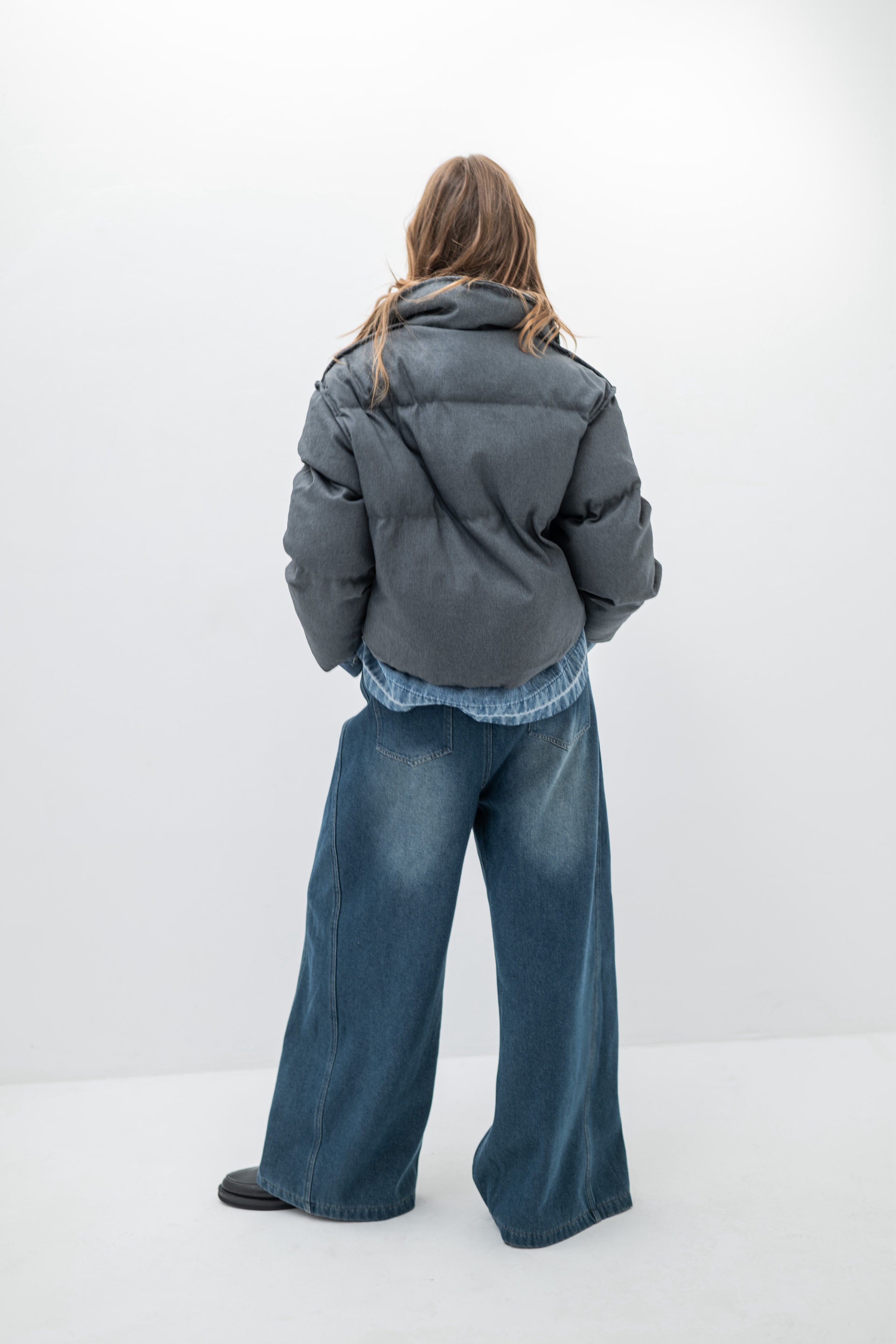 DENVER – Doudoune courte bicolore effet denim