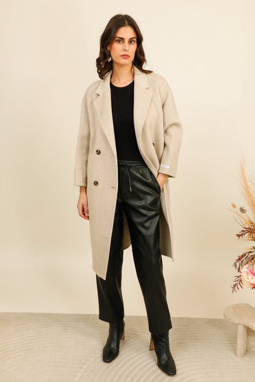 AURÉA – Manteau long en laine mélangée à coupe droite structurée