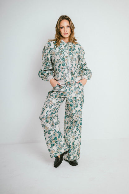 PALOMA – Veste jacquard zippée à manches bouffantes