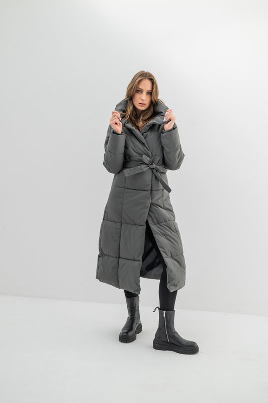 VALENTINA – Doudoune longue ceinturée à col montant