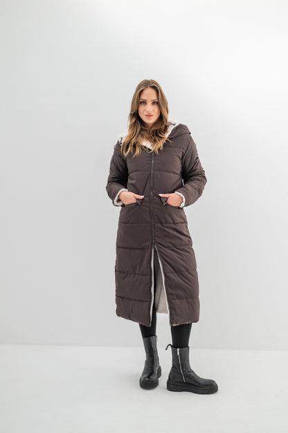 EVEREST– Doudoune longue réversible à capuche