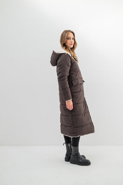 EVEREST– Doudoune longue réversible à capuche