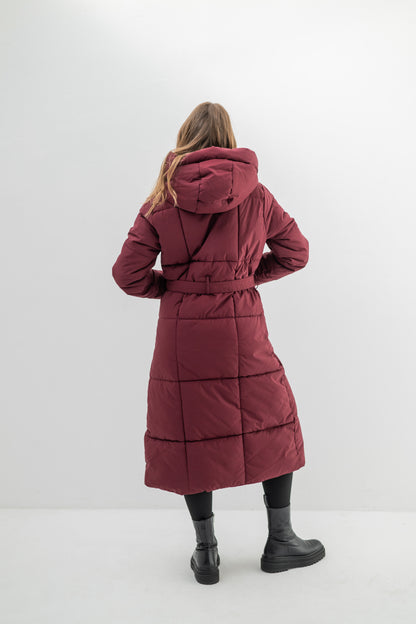 VALENTINA – Doudoune longue ceinturée à col montant