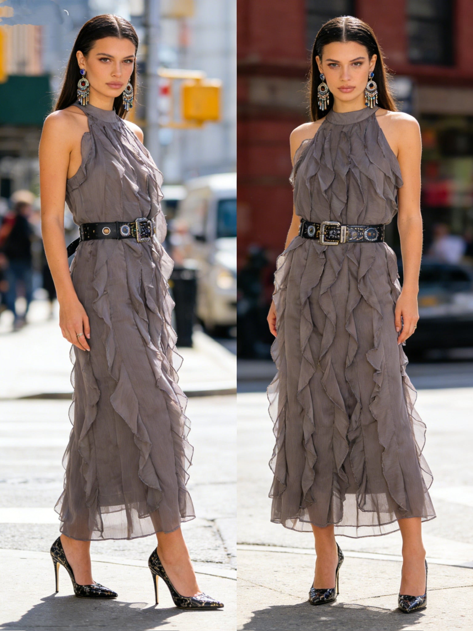 BLOOM – Robe Fluide à Volants Délicats