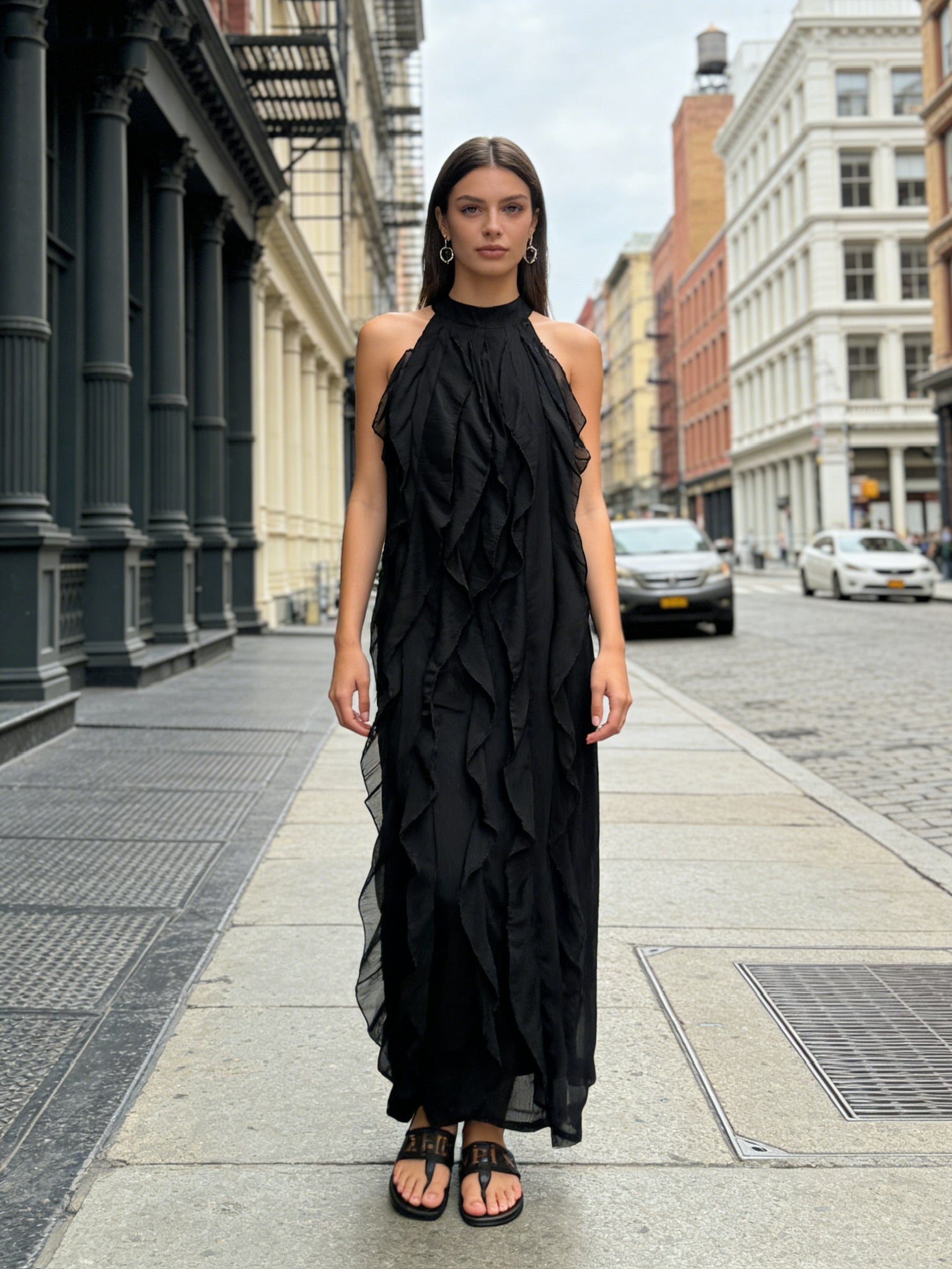 BLOOM – Robe Fluide à Volants Délicats