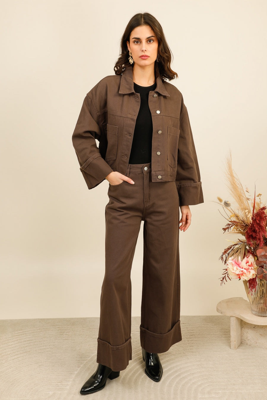 DENVER – Ensemble denim oversize contrasté