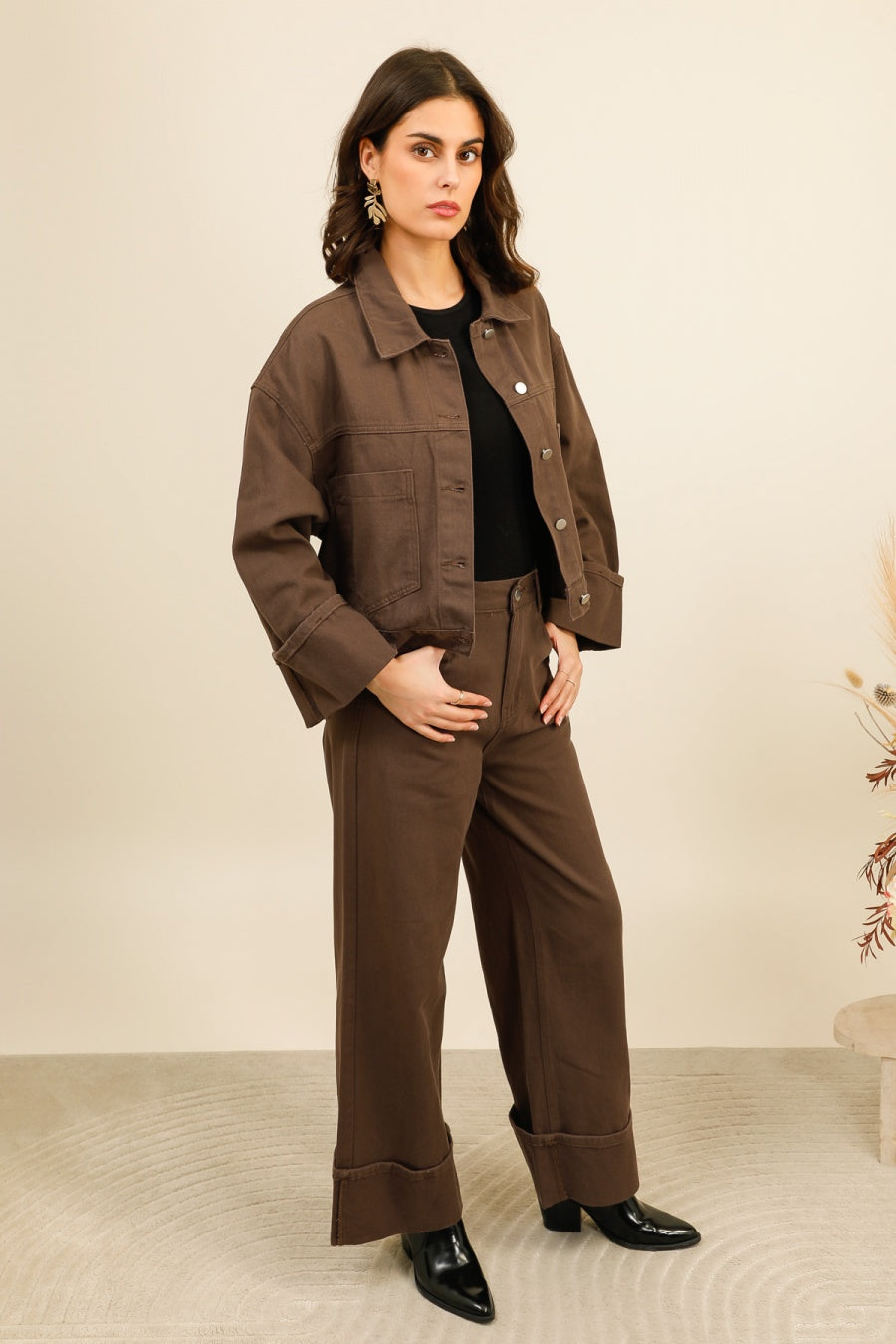 DENVER – Ensemble denim oversize contrasté