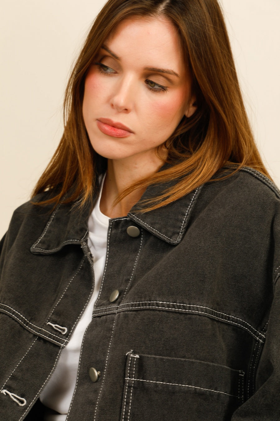 DENVER – Ensemble denim oversize contrasté