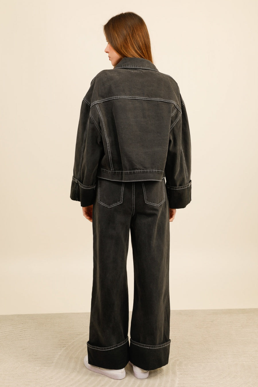 DENVER – Ensemble denim oversize contrasté