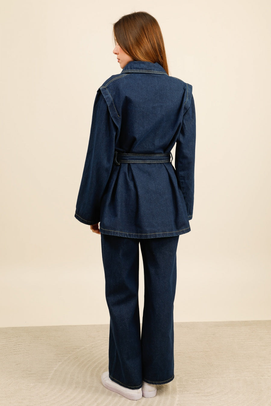 DENVER – Ensemble denim ceinturé coupe oversize