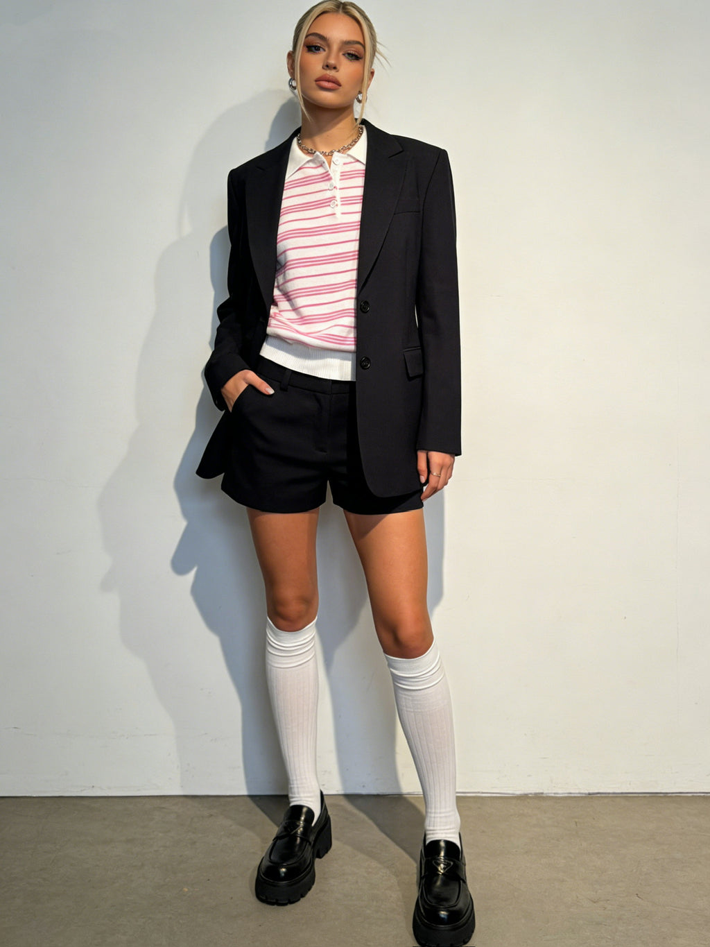 BLOOM – Haut Polo Rayé à Col Structuré