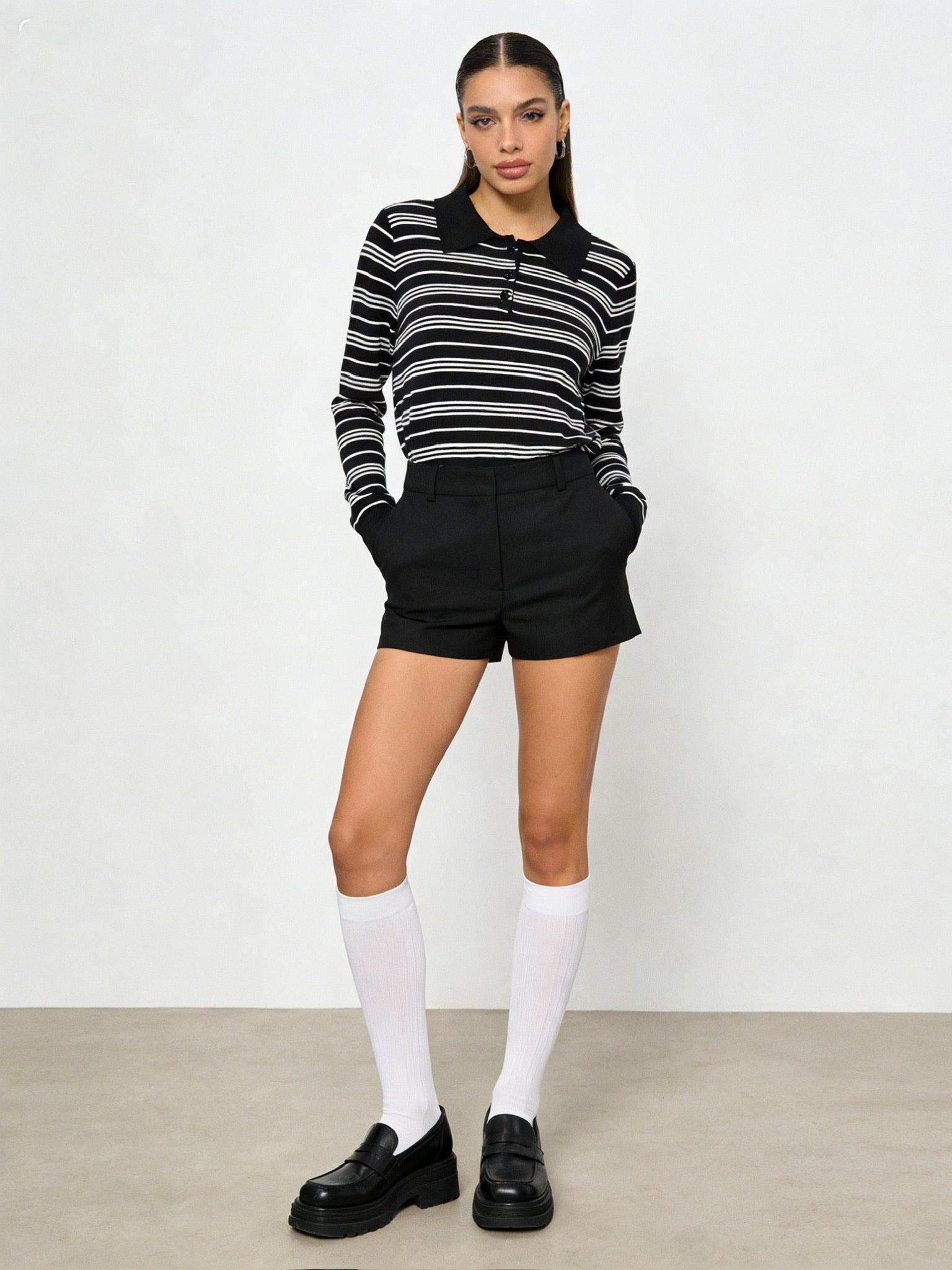 BLOOM – Haut Polo Rayé à Col Structuré