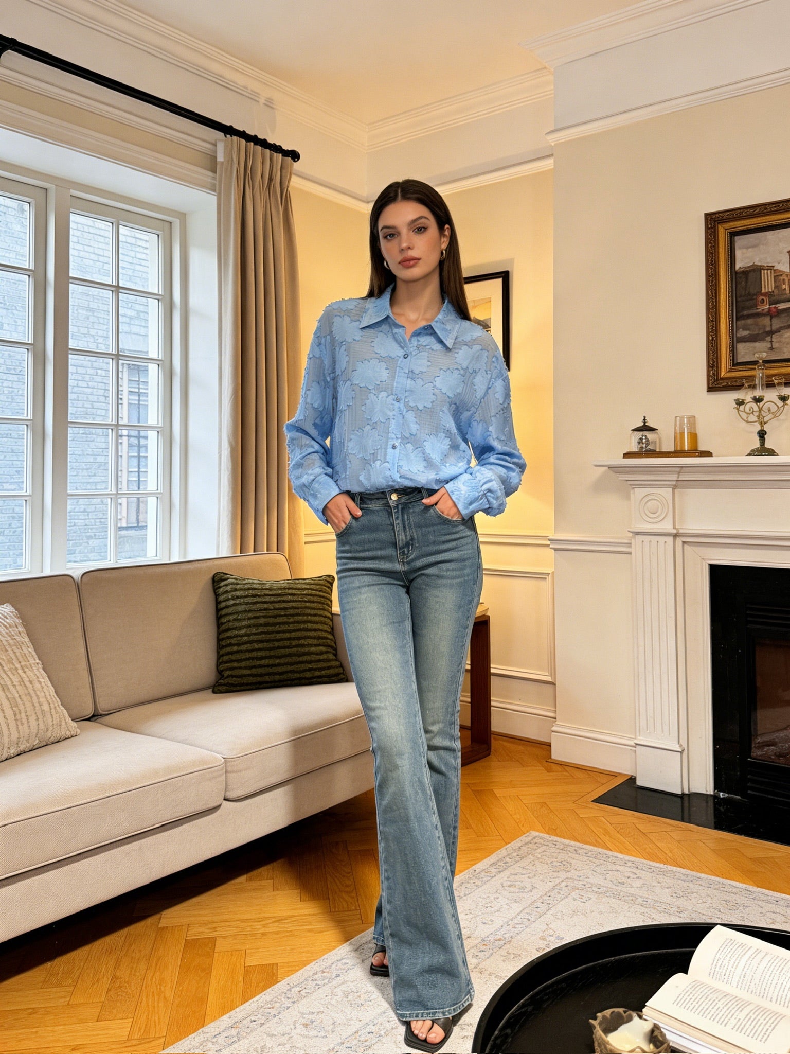 BLOOM – Chemise Fluide Motif Floral Texturé