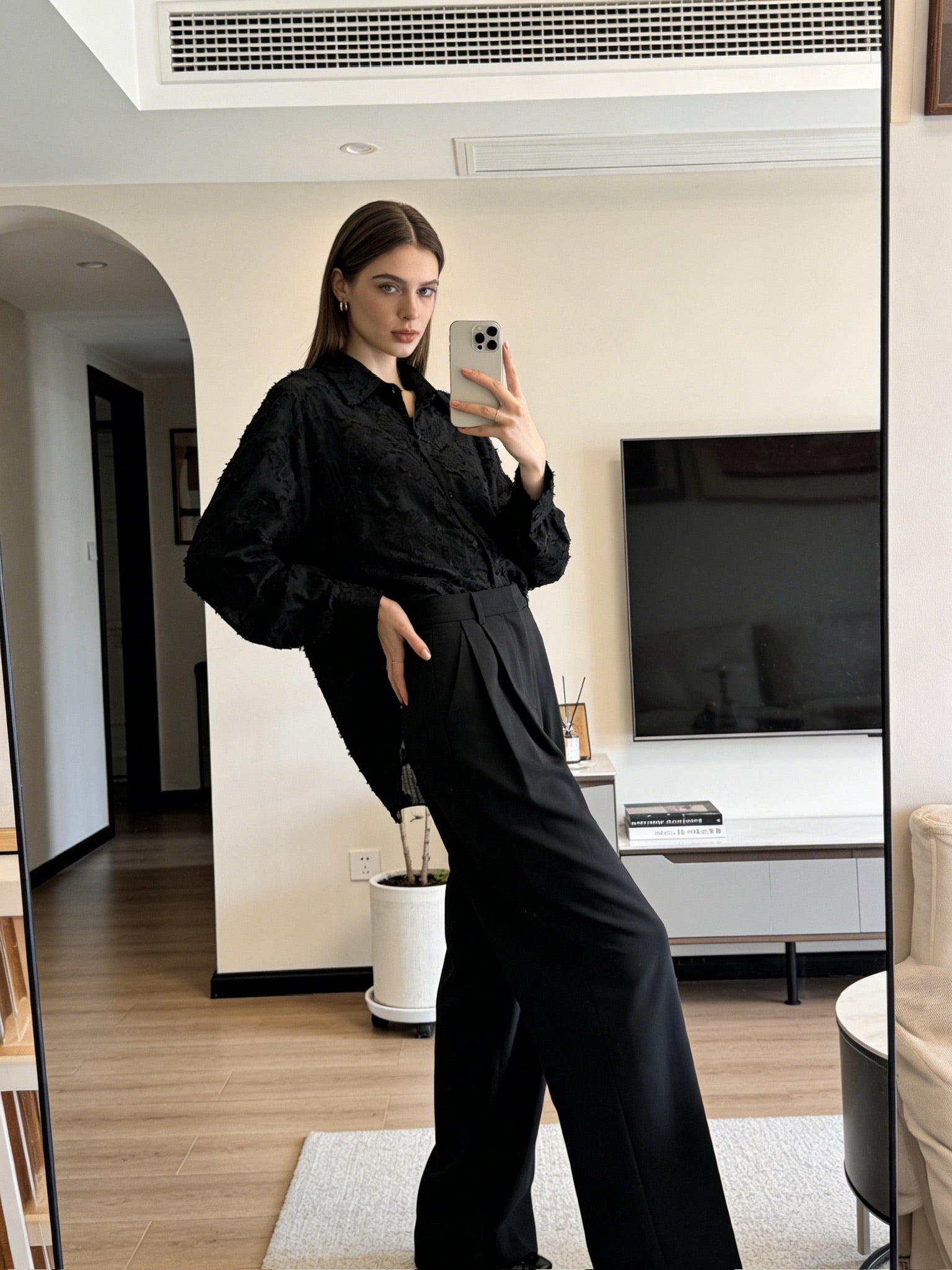 BLOOM – Chemise Fluide Motif Floral Texturé