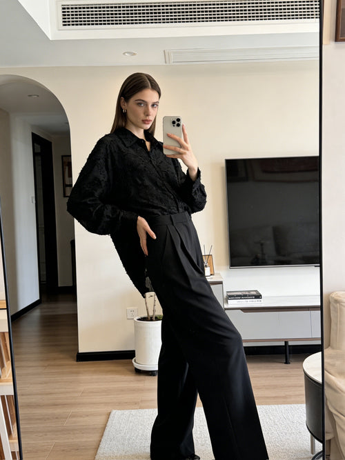 BLOOM – Chemise Fluide Motif Floral Texturé