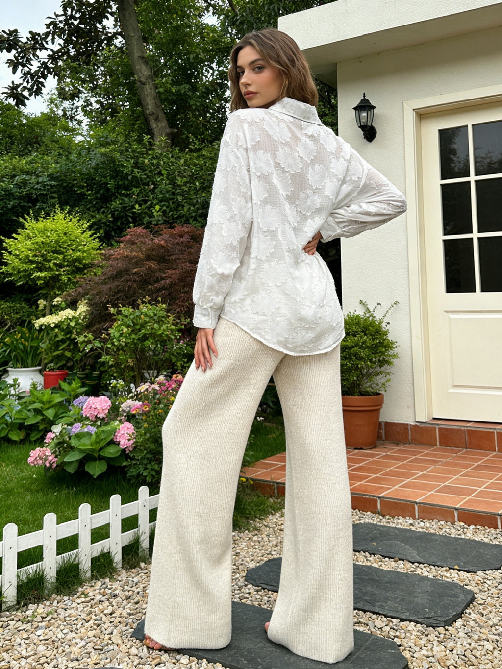 BLOOM – Chemise Fluide Motif Floral Texturé