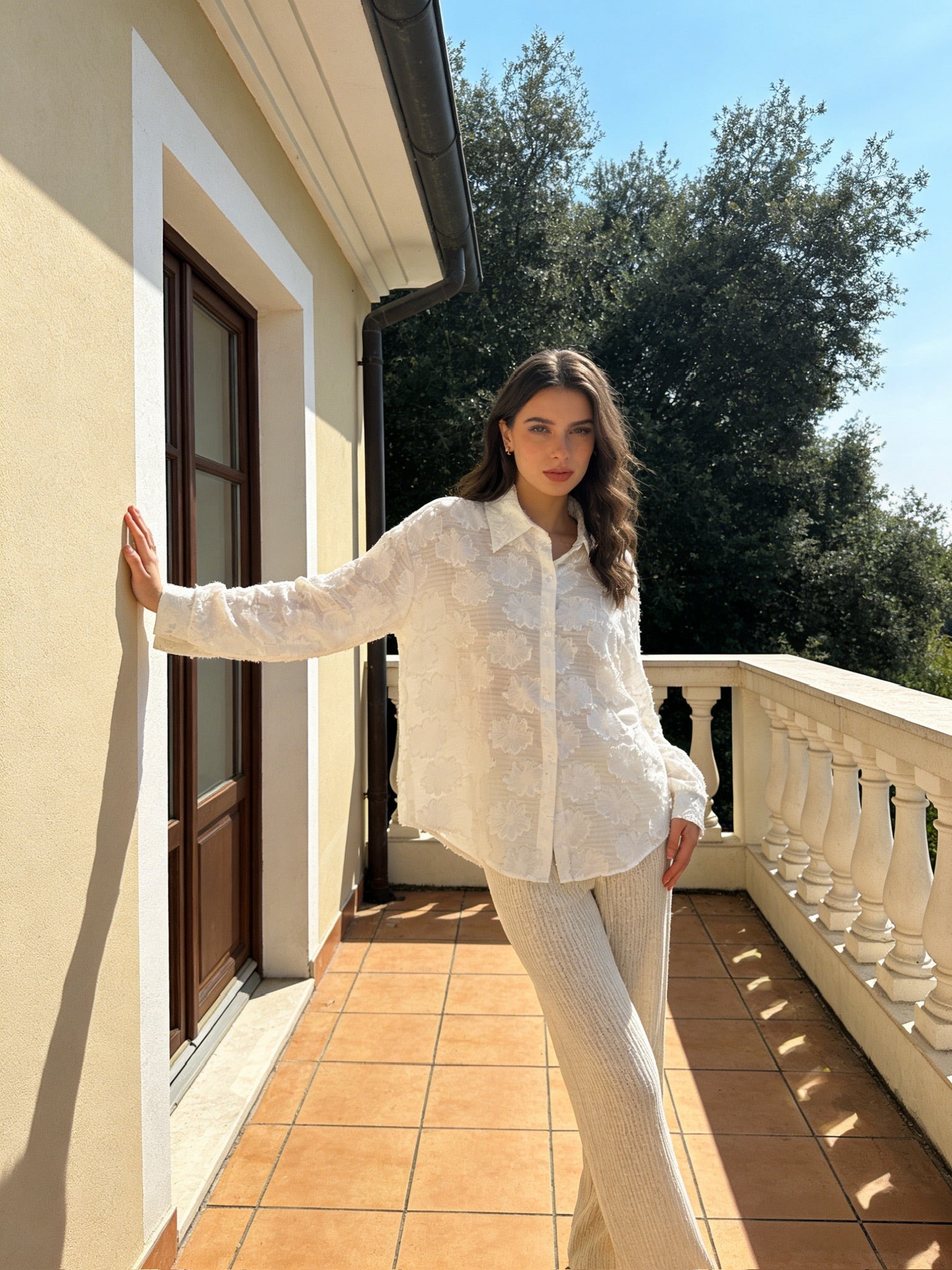 BLOOM – Chemise Fluide Motif Floral Texturé