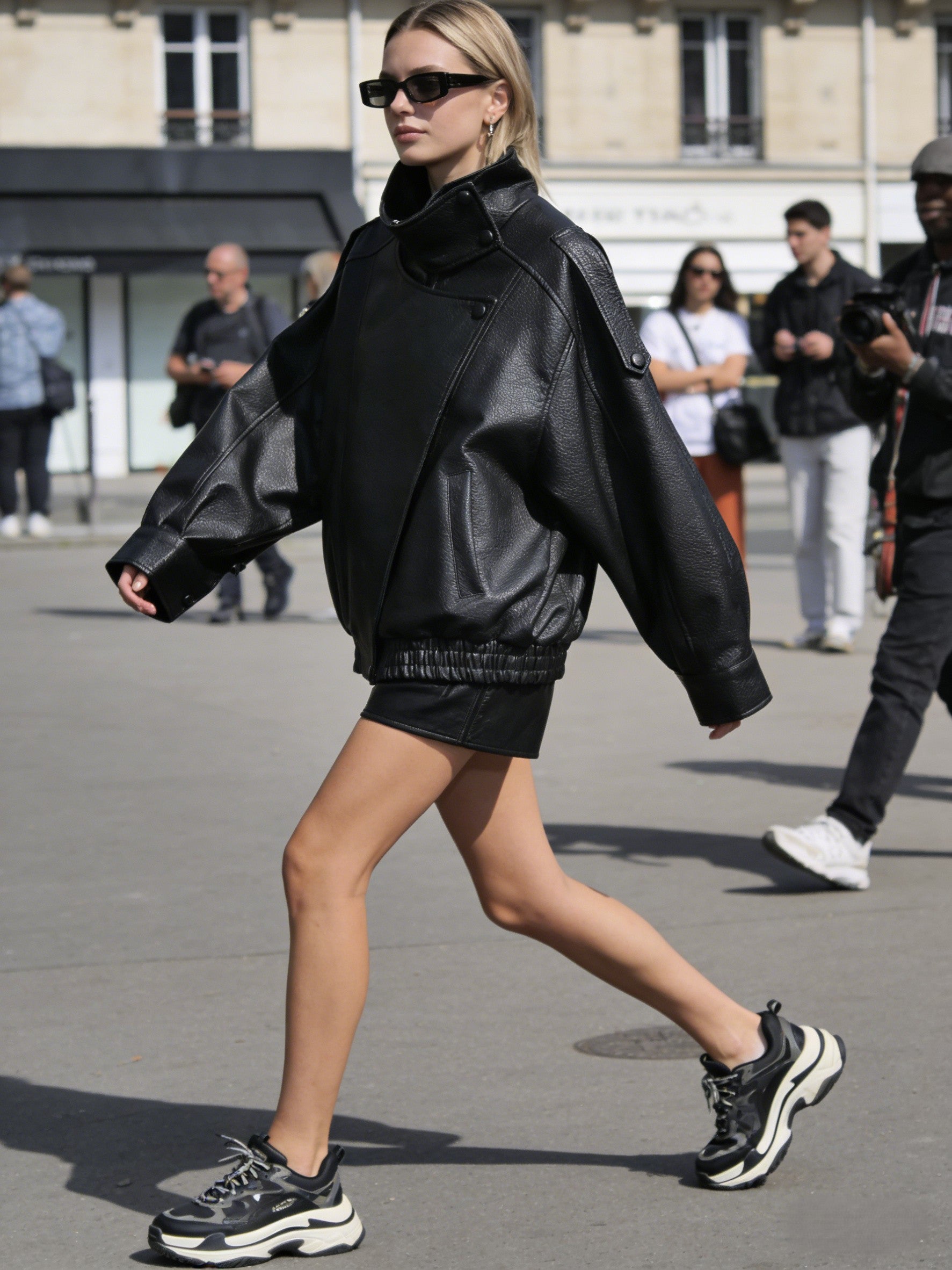 CARGO – Veste Utilitaire Col Montant en Similicuir