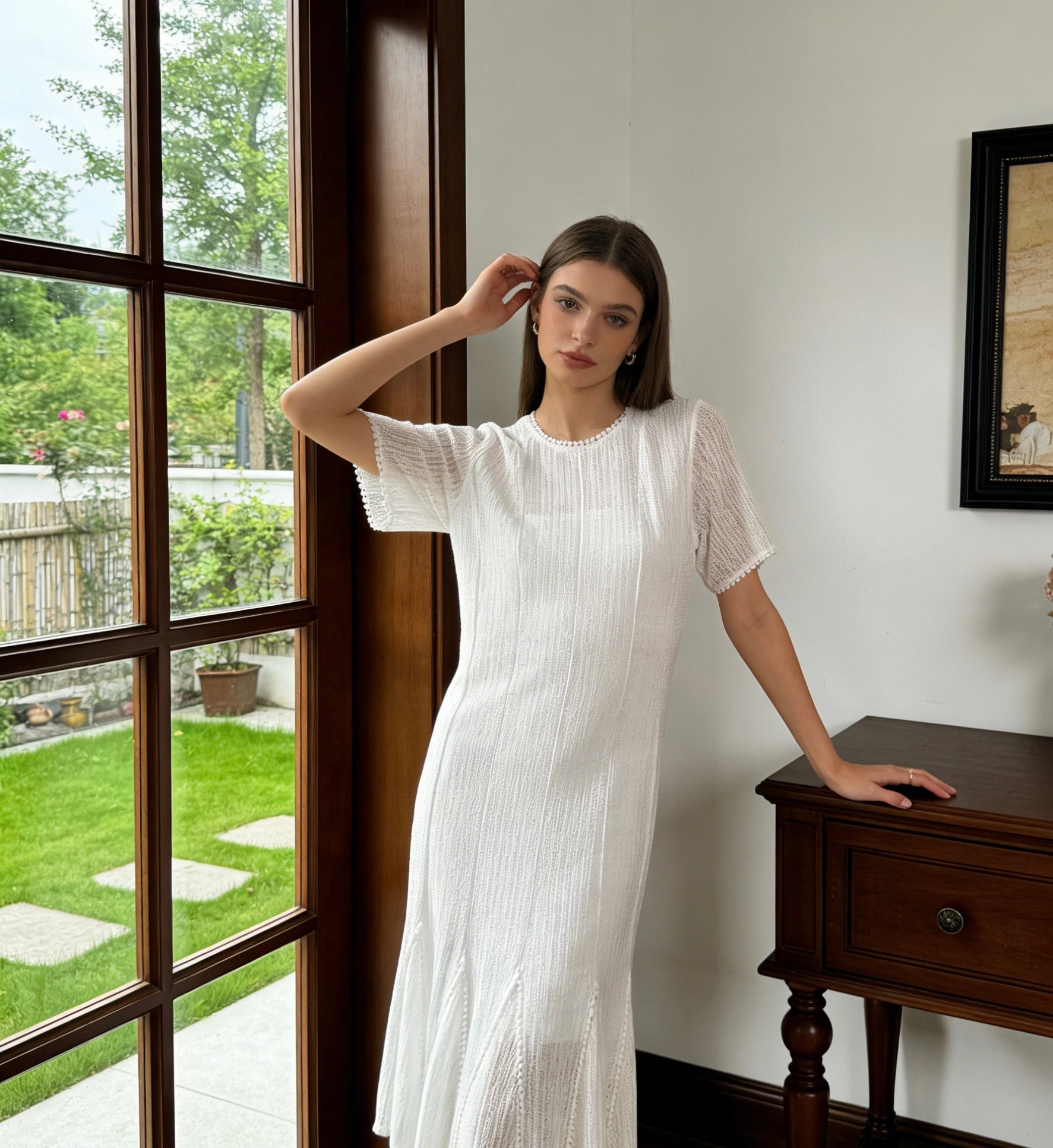 ÉCLAT 26 – Robe Midi Texture Élégante