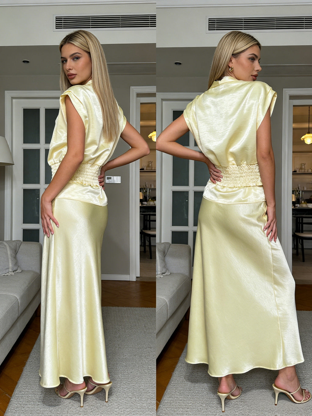 BLOOM – Ensemble Jupe Satinée Drapée