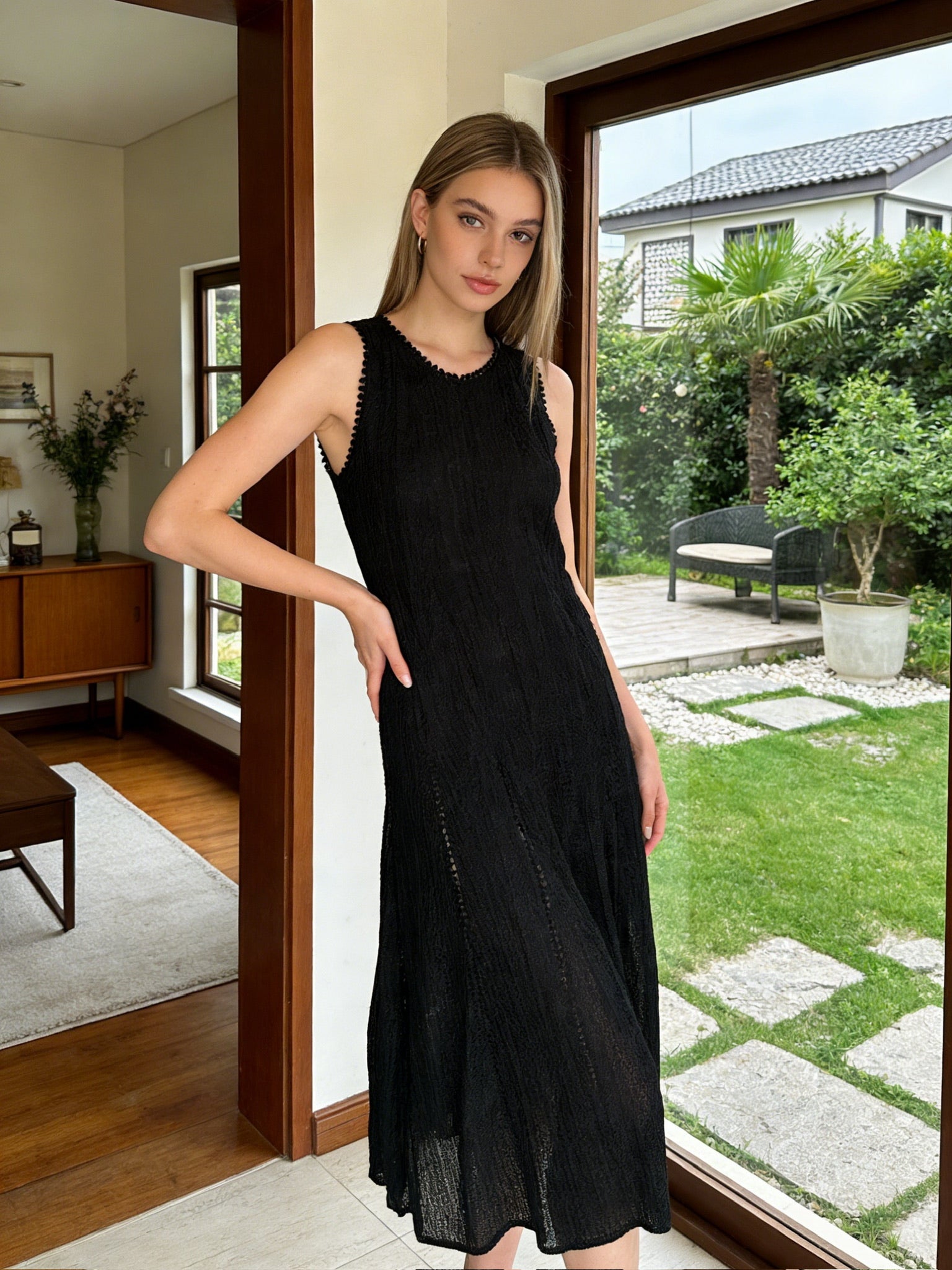 ÉCLAT 26 – Robe Midi Maille Texturée