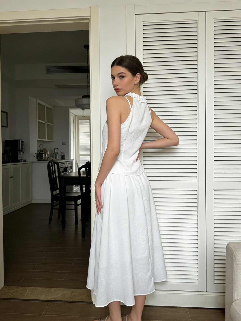 ÉCLAT 26 – Ensemble Top Volanté & Jupe Longue Fluide